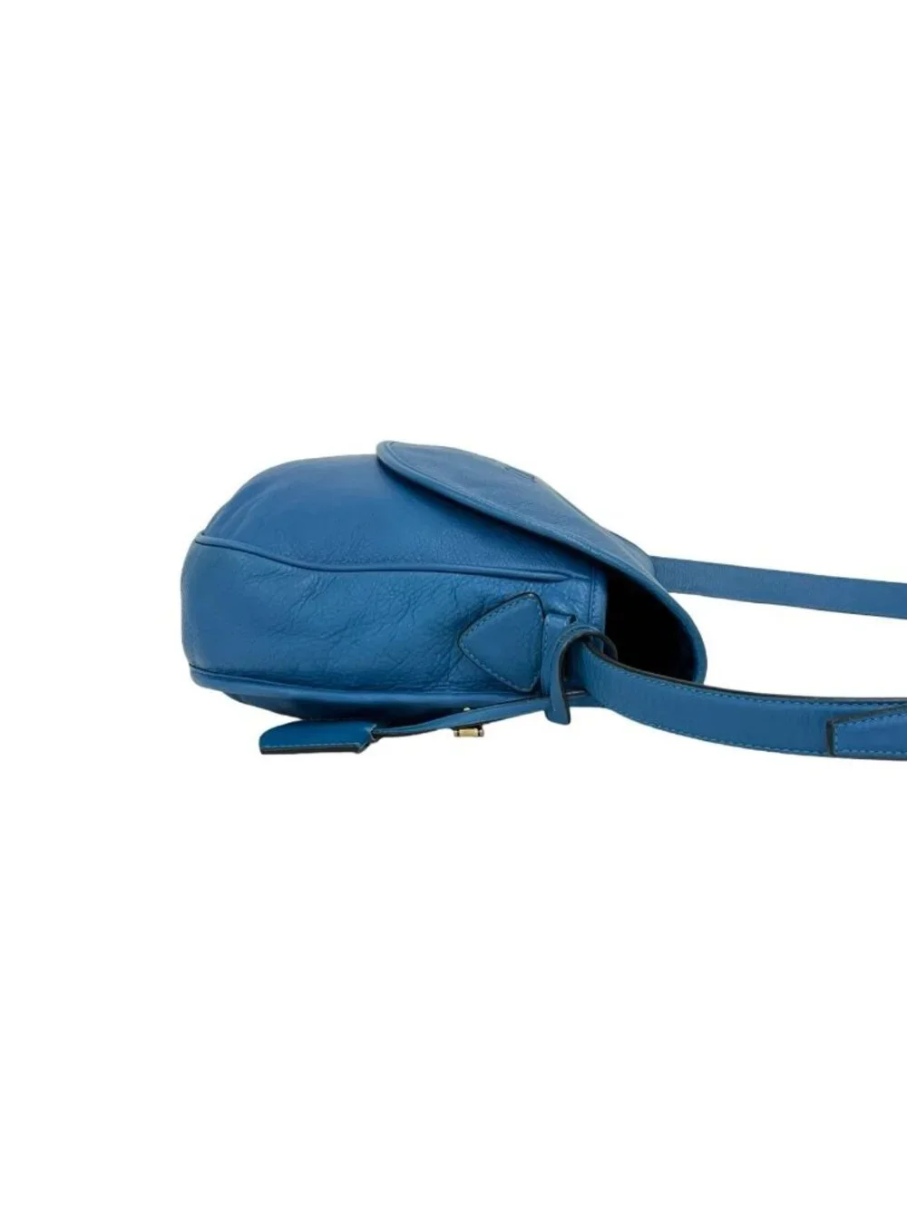 Loewe Vintage Heritage Logo Stamp Leather Shoulder Bag Pochette Crossbody Blue
